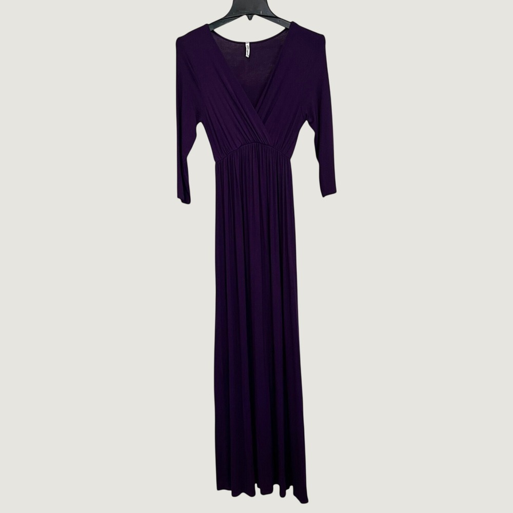 Mother‎ Bee Maternity Purple Faux Wrap V-Neck Empire Waist Maxi Dress MBCRD44 M